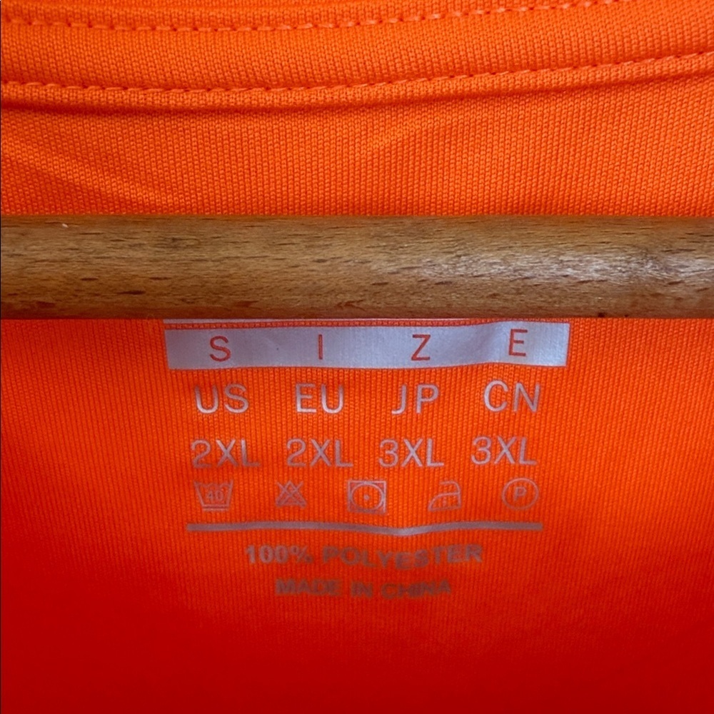 Orange Long Sleeve Performance Shirt Men 2XL 100% Polyester Athletic Tee - Picture 2 of 7
